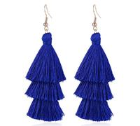 PULABO Boucles d'oreilles Pompon colorées pour Femmes Boucles d'oreilles Pompon superposées-Bleu élégant