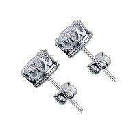 PULABO Boucles d'oreilles pour Femmes Boucles d'oreilles en Argent Sterling Boucles d'oreilles Couronne Ronde Boucles d'oreilles en Diamant Bijoux Vintage Boucles d'oreilles en zircone 1 Paire élégan
