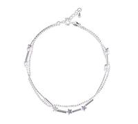 PULABO Bracelet de Cheville/de Cheville pour Femme - Chaîne de Cheville argentée 5 étoiles à la Mode créatife, Perle de Plage, Robuste et économique élégant