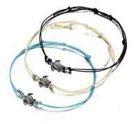 PULABO Bracelet de Cheville de Tortue de Corde de Cire Vintage 3 pièces Set Turtle Beach Cheville Pratique et Pratique élégant