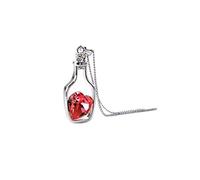 PULABO Collier avec pendentif en forme de bouteille en verre pour femmes et filles, grand rouge, de qualité supérieure et créatif pratique