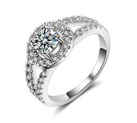 PULABO Faux Diamant Bague, bagues de fiançailles de Mariage pour Le Mariage de la Bande de Bague de l'éternité plaqué Argent pour Les Femmes, 8 créatif et Populaire élégant