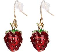 PULABO Fruit Fraise Boucle d'oreille drôle Simulation Rouge Fraise balancent Boucle d'oreille pour Femmes Bijoux Accessoires élégant