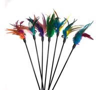 PULABO Jouet en plume de chat - Bâton de stylo avec cloches et plumes, jouet pour chat de couleur aléatoire pour animal de compagnie, 60 cm, rentable et durable
