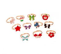 PULABO Lot de 10 bagues réglables pour petites filles, couleur aléatoire, sans forme de cœur, tenue décontractée, 19 g