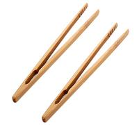 PULABO Lot de 2 pinces à grille-pain en bambou naturel - Pinces à pain - 18 cm - Excellente qualité et pratique