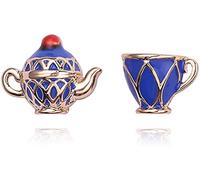 PULABO Théière en émail asymétrique Vintage et Boucles d'oreilles en Forme de Tasse de thé Bijoux pour Femmes élégant