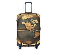 PULaif Azurite Housse de protection pour valise de voyage Motif marbre à l'huile Bleu sarcelle et feuille d'or 45,7 à 81,3 cm, Globe du monde antique, L