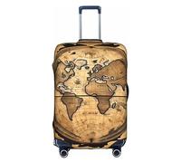 PULaif Azurite Housse de protection pour valise de voyage Motif marbre à l'huile Bleu sarcelle et feuille d'or 45,7 à 81,3 cm, Globe terrestre ancienne carte du monde, L