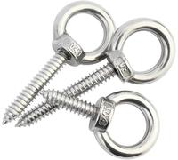 PULaif Boulons à œil en Acier Inoxydable, 1 pièce A2 autotaraudeuse Anneau écrou Boulon œil Crochets de Levage Son Haut-Parleur vis autotaraudeuses(M6x60mm)