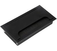 PULaif Couvercle de Trou de Bureau, Passe-câble, Alliage d'aluminium Noir L 160 mm Table de Bureau rectangulaire Fil Passe-câble Couvercle de Trou Port de Sortie avec Brosse Noire