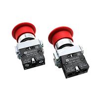 PULaif Interrupteur d'arrêt d'urgence, Bouton Poussoir d'arrêt d'urgence Champignon, 22mm, Verrouillage NC, Rouge, Noir, 600V, 10A(NO,Reset)