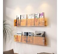 PULaif Porte-revues Mural réglable, Lot de 2 Porte-revues muraux, étagère de Salle de Bain et Porte-brochures Parfaits(Orange,40cm/17inch)