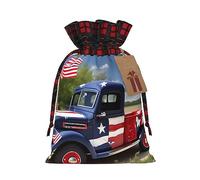 PULaif Sacs cadeaux de Noël avec cordon de serrage Motif camions patriotiques 4 juillet Grande taille pour cadeaux de fête Sacs cadeaux de Noël