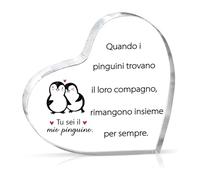 PulangRen Cadeau Saint Valentin pour lui elle pingouin plaque acrylique cadeaux pour elle cadeau de couple cadeau petit ami petite amie cadeau anniversaire pour lui cadeau anniversaire de mariage