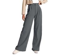 Pulcykp Pantalon large taille haute pour femme - Coupe ample - Pantalon plissé avec fermeture éclair, Gris 9., XL