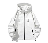 Pulcykp Veste à capuche unisexe à manches longues pour homme - Pour randonnée, course à pied, blanc, L
