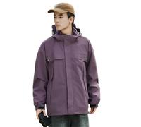 Pulcykp Veste d'alpinisme épaisse 2 en 1 pour homme - Manteau polaire pour l'automne et l'hiver - Chaud - Pour l'extérieur et le camping, Gris et violet., XXL