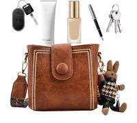 PULE PU BASSE POUR FEMMES - Sac à bandoulière carré rétro classique avec sangle réglable | Sac de mode vintage pour les déplacements, les achats et les voyages, marron, Fare riferimento alla