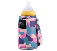 Puleuroy Universel USB Chauffe-Eau Lait Voyage Poussette Sac Isotherme Portable Allaitement Chauffe-Biberon Camouflage-Rose