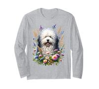 Puli Dog Summer Wildflowers Illustration Manche Longue