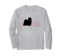 Puli Hungarian Dog Heartbeat EKG Funny My Dogs are My Cardio Manche Longue