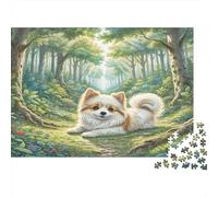 Puli Papier Premium Spitz Allemand dans clairière forestière aux Rayons de Soleil Puzzle à Faire soi-même Anti-Stress décoratif 38x26cm/1000 pièces