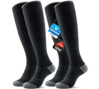PULIOU Bas de Contention Femme Homme, 2 Paires 20-30 mmHg Chaussettes de Compression, Circulation Sanguine, Respirantes pour Sport, Voyage Avion, Travail Debout, Noir S-M