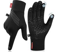 PULIOU Gants pour Hommes Et Femmes, De Vélo Chauds pour l'hiver d'hiver Sport Course Gants, Tactiles Coupe-Vent Antidérapants Élastiques, Noir S