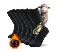 PULIOU MéRinos Chaussettes Homme Femme 43-46, Chaussettes Chauffantes, Chaussettes Thermiques Hiver Chaussettes éPaisses Et Chaudes Hommes Femmes Chaussette Homme De RandonnéE (3 Paires) Noir M