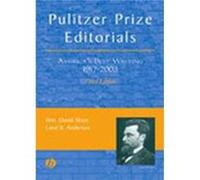 Pulitzer Prize Editorials by Anderson & Laird B. American University & Washington Laird B. Anderson, William David Sloan (Auteur)