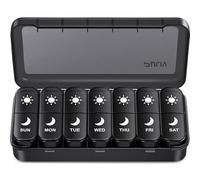 PULIV Grand pilulier hebdomadaire 2 fois par jour avec imprimés face vers le haut pour un suivi facile des pilules - Pilulier AM PM avec double protection - Pilulier de voyage compact 7 jours pour