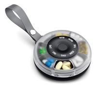 PULIV Pilulier hebdomadaire portable, design rotatif magnétique pour une utilisation facile, pilulier 7 jours pour voyage avec poignée de transport, pilulier sans BPA pour médicaments, vitamines et