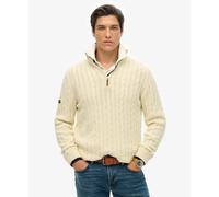 Superdry Cotton Classic Cable Half Zip Sweater Beige XL Homme