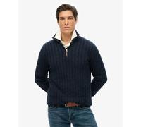 Superdry Cotton Classic Cable Half Zip Sweater Bleu L Homme