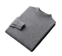 Pull 100 % laine mérinos sans couture pour homme - Pull en tricot solide - Décontracté - Col montant, Gris foncé 9., L