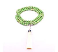Pull 108 Mala chaîne Collier Indien tibétain, Colliers Verts à Gland exagéré, Perles de prière Méditation Chakra joyaux Objets spirituels Cadeau Religieux UI