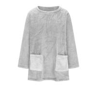 Pull 2024 en polaire pelucheuse pour femme - Chandail thermique surdimensionné avec poches - Vêtements d'hiver « It Our Time », gris, S