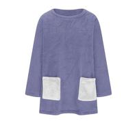 Pull 2024 en polaire pelucheuse pour femme - Chandail thermique surdimensionné avec poches - Vêtements d'hiver « It Our Time », violet, S