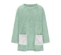 Pull 2024 en polaire pelucheuse pour femme - Chandail thermique surdimensionné avec poches - Vêtements d'hiver « It Our Time », Vert, S