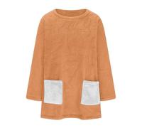 Pull 2024 en polaire pelucheuse pour femme - Chandail thermique surdimensionné avec poches - Vêtements d'hiver « It Our Time », Orange, S