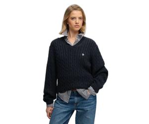 Pull Ã cÃ¢bles Col V oversize femme Superdry Bleu XS