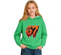 Pull à capuche 67 pour enfants de 6 à 7 ans - Élégant - Imprimé à pois - Tissu éponge français doux pour la peau - Pour petits enfants de 13 à 14 ans