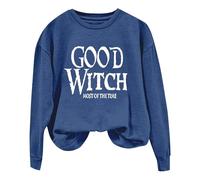 Pull à capuche à col rond pour femme avec inscription « Most of the time », bleu, L
