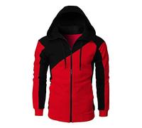 Pull à capuche à fermeture éclair intégrale pour homme - Pull à capuche à manches longues avec poches zippées - Style décontracté - Grande taille, Rouge, S