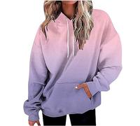 Pull à Capuche à Manches Longues et imprimé de Lignes dégradées pour Femmes Sweet Femme Capuche Jaune (Hot Pink, L)