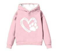 Pull à capuche à manches longues pour fille avec un adorable chiot - Design cœur - Veste décontractée pour enfants pour les loisirs et les activités de plein air, Rose clair, 15-16 ans