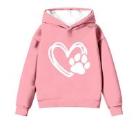 Pull à capuche à manches longues pour fille avec un adorable chiot - Design cœur - Veste décontractée pour enfants pour les loisirs et les activités de plein air, Rose, 9-10 ans