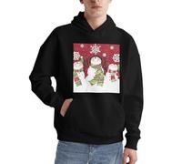 Pull à capuche à manches longues pour homme avec poche pour un usage quotidien « Merry Christmas », Noir , L
