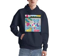 Pull à capuche à manches longues pour homme avec poche pour un usage quotidien Motif flamant rose et piscine, bleu marine, M